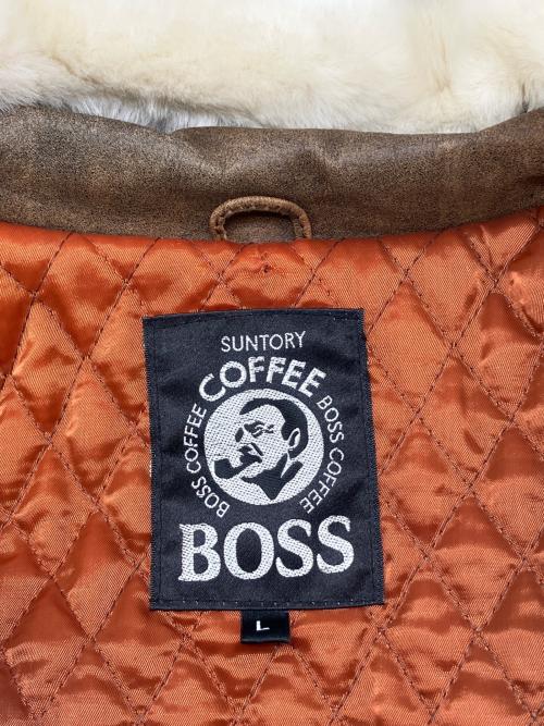 BOSS（ボス）BOSS (ボス) 90sファー付レザージャケット ボスジャン SUNTORY ORIGINAL DESIGN 古着 ブラウン×ホワイト サイズ:Lの古着・服飾アイテム