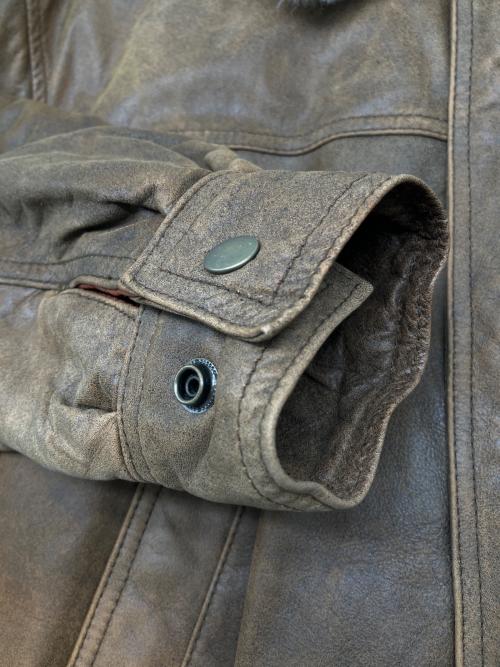 BOSS（ボス）BOSS (ボス) 90sファー付レザージャケット ボスジャン SUNTORY ORIGINAL DESIGN 古着 ブラウン×ホワイト サイズ:Lの古着・服飾アイテム