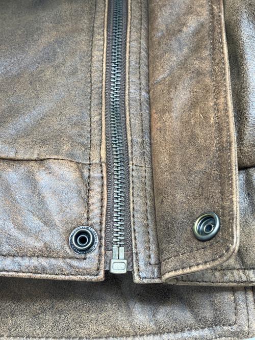 BOSS（ボス）BOSS (ボス) 90sファー付レザージャケット ボスジャン SUNTORY ORIGINAL DESIGN 古着 ブラウン×ホワイト サイズ:Lの古着・服飾アイテム