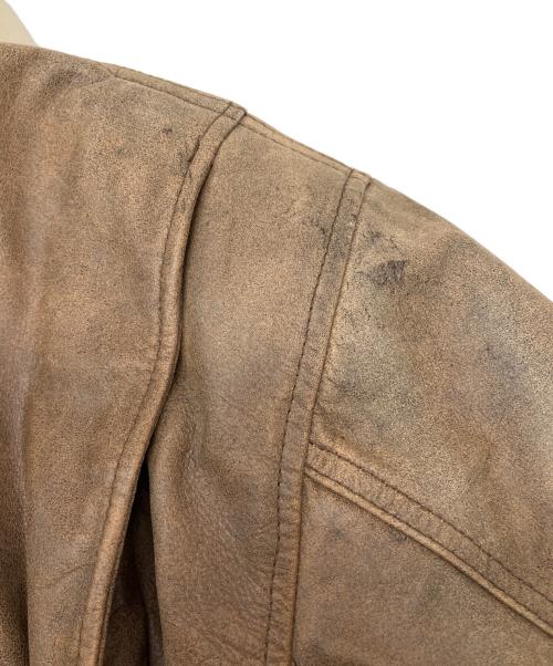 BOSS（ボス）BOSS (ボス) 90sファー付レザージャケット ボスジャン SUNTORY ORIGINAL DESIGN 古着 ブラウン×ホワイト サイズ:Lの古着・服飾アイテム