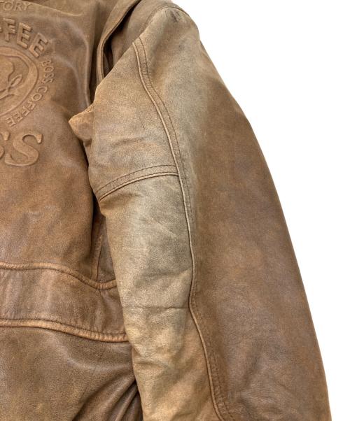 BOSS（ボス）BOSS (ボス) 90sファー付レザージャケット ボスジャン SUNTORY ORIGINAL DESIGN 古着 ブラウン×ホワイト サイズ:Lの古着・服飾アイテム