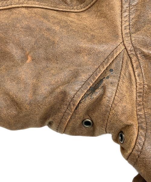 BOSS（ボス）BOSS (ボス) 90sファー付レザージャケット ボスジャン SUNTORY ORIGINAL DESIGN 古着 ブラウン×ホワイト サイズ:Lの古着・服飾アイテム