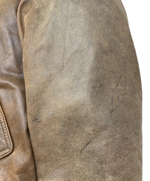 BOSS（ボス）BOSS (ボス) 90sファー付レザージャケット ボスジャン SUNTORY ORIGINAL DESIGN 古着 ブラウン×ホワイト サイズ:Lの古着・服飾アイテム