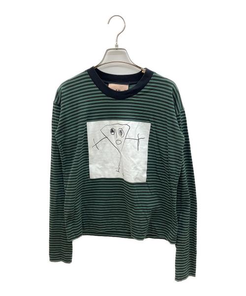 PLAN C（プランシー）PLAN C (プランシー) 長袖カットソー グリーン×ブラック サイズ:Ｍの古着・服飾アイテム