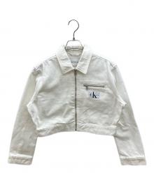 Calvin Klein Jeans（カルバンクラインジーンズ）の古着「ショート丈デニムジャケット」｜ホワイト
