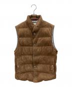 BRUNELLO CUCINELLIブルネロクチネリ）の古着「レザーダウンベスト」｜ブラウン