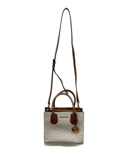MICHAEL KORS（マイケル・コース）MICHAEL KORS (マイケル・コース) 2WAYショルダーバッグ ホワイト×ブラウンの古着・服飾アイテム
