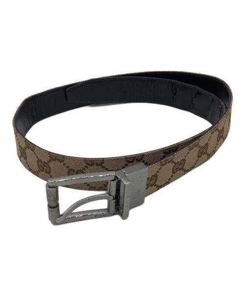 GUCCI（グッチ）GUCCI (グッチ) GGレザーベルト キャメル×ブラウンの古着・服飾アイテム