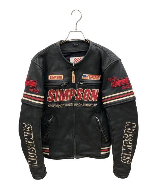 SIMPSON（シンプソン）SIMPSON (シンプソン) 2WAYレザーライダースジャケット ブラック×レッド サイズ:Lの古着・服飾アイテム