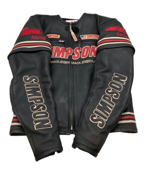 SIMPSON（シンプソン）SIMPSON (シンプソン) 2WAYレザーライダースジャケット ブラック×レッド サイズ:Lの古着・服飾アイテム