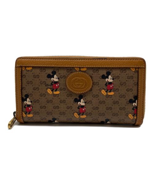 GUCCI（グッチ）GUCCI (グッチ) DISNEY (ディズニー) ミニGGスプリームジップアラウンドウォレット ブラウンの古着・服飾アイテム