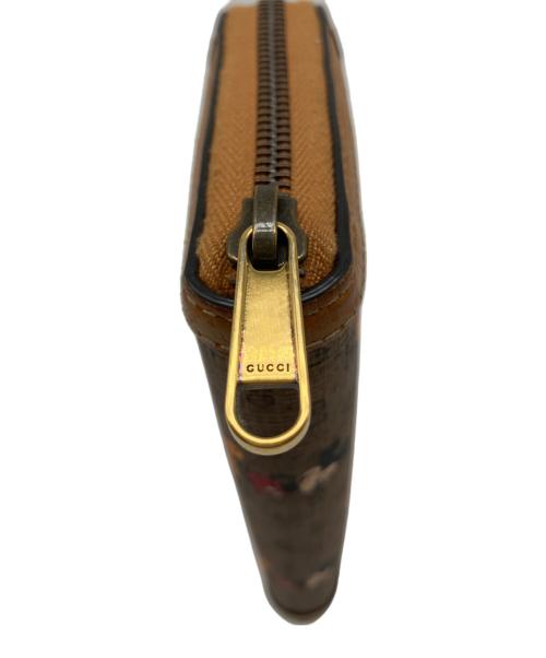 GUCCI（グッチ）GUCCI (グッチ) DISNEY (ディズニー) ミニGGスプリームジップアラウンドウォレット ブラウンの古着・服飾アイテム