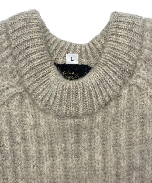 HIGHLAND2000（ハイランド2000）HIGHLAND2000 (ハイランド2000) 厚手ニット　エルボーパッチニット ベージュ サイズ:Lの古着・服飾アイテム