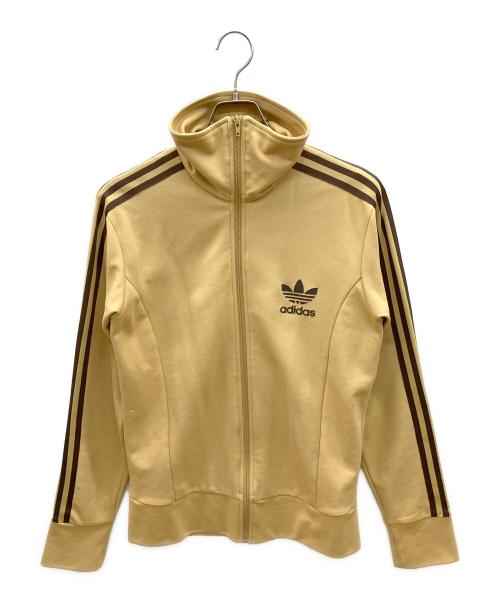 adidas（アディダス）adidas (アディダス) 80sトラックジャケット 銀タグ 万国旗タグ 古着 ベージュ×ブラウン サイズ:Lの古着・服飾アイテム