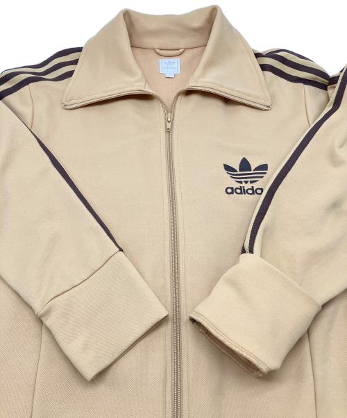 adidas（アディダス）adidas (アディダス) 80sトラックジャケット 銀タグ 万国旗タグ 古着 ベージュ×ブラウン サイズ:Lの古着・服飾アイテム