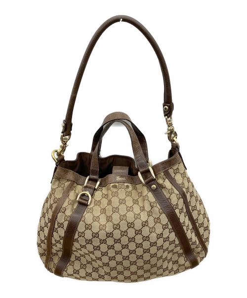 GUCCI（グッチ）GUCCI (グッチ) GGキャンバス2WAYバッグ ベージュ×ブラウンの古着・服飾アイテム