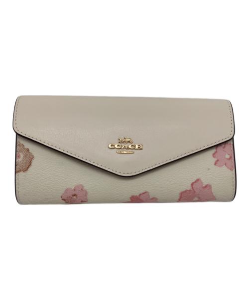 COACH（コーチ）COACH (コーチ) エンベロープ・ウォレット フローラルプリント長財布 アイボリーの古着・服飾アイテム