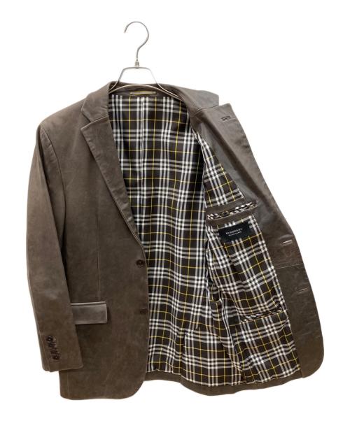 BURBERRY BLACK LABEL（バーバリーブラックレーベル）BURBERRY BLACK LABEL (バーバリーブラックレーベル) ラムレザーテーラードジャケット チョコレートブラウン サイズ:Ｍの古着・服飾アイテム