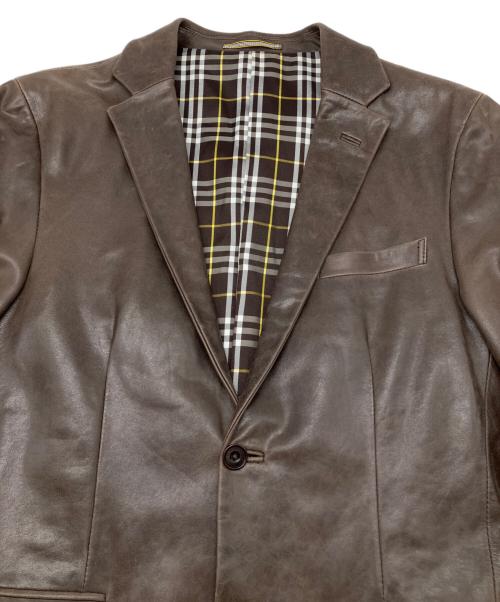 BURBERRY BLACK LABEL（バーバリーブラックレーベル）BURBERRY BLACK LABEL (バーバリーブラックレーベル) ラムレザーテーラードジャケット チョコレートブラウン サイズ:Ｍの古着・服飾アイテム