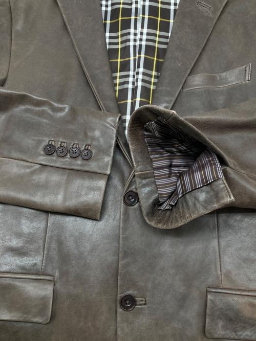 BURBERRY BLACK LABEL（バーバリーブラックレーベル）BURBERRY BLACK LABEL (バーバリーブラックレーベル) ラムレザーテーラードジャケット チョコレートブラウン サイズ:Ｍの古着・服飾アイテム