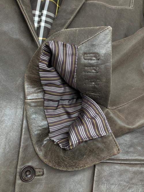 BURBERRY BLACK LABEL（バーバリーブラックレーベル）BURBERRY BLACK LABEL (バーバリーブラックレーベル) ラムレザーテーラードジャケット チョコレートブラウン サイズ:Ｍの古着・服飾アイテム