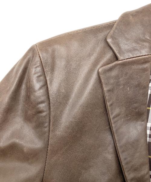 BURBERRY BLACK LABEL（バーバリーブラックレーベル）BURBERRY BLACK LABEL (バーバリーブラックレーベル) ラムレザーテーラードジャケット チョコレートブラウン サイズ:Ｍの古着・服飾アイテム