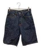 EVISUエヴィス）の古着「カモメ刺繍デニムハーフパンツ」｜インディゴ