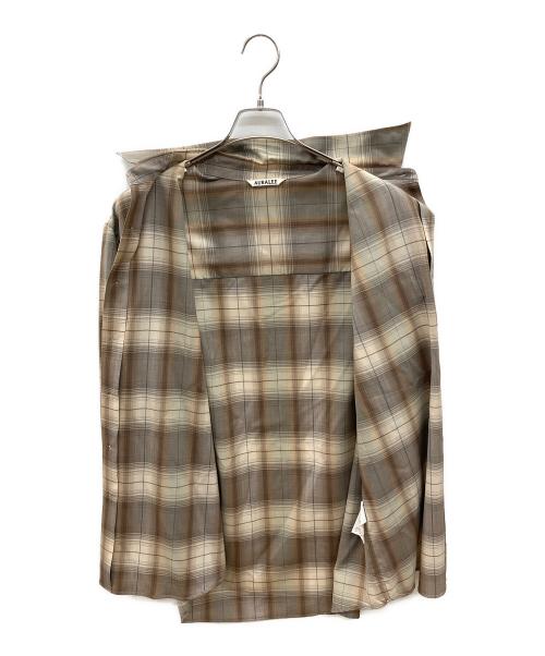 AURALEE（オーラリー）AURALEE (オーラリー) 長袖シャツ　SUPER LIGHT WOOL CHECK SHIRT ブラウン サイズ:3の古着・服飾アイテム