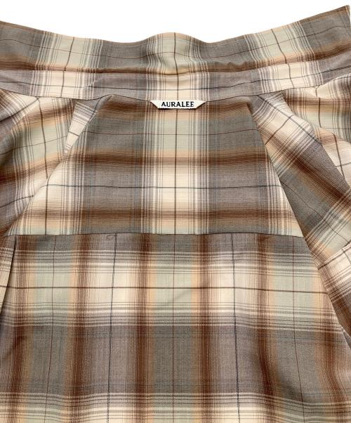 AURALEE（オーラリー）AURALEE (オーラリー) 長袖シャツ　SUPER LIGHT WOOL CHECK SHIRT ブラウン サイズ:3の古着・服飾アイテム