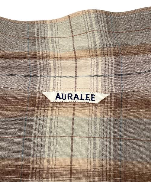 AURALEE（オーラリー）AURALEE (オーラリー) 長袖シャツ　SUPER LIGHT WOOL CHECK SHIRT ブラウン サイズ:3の古着・服飾アイテム