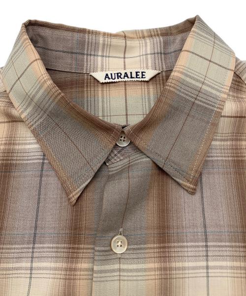 AURALEE（オーラリー）AURALEE (オーラリー) 長袖シャツ　SUPER LIGHT WOOL CHECK SHIRT ブラウン サイズ:3の古着・服飾アイテム