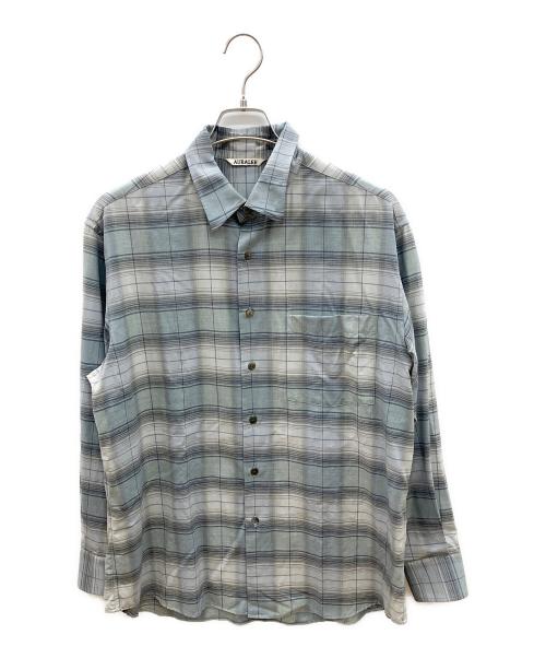 AURALEE（オーラリー）AURALEE (オーラリー) 長袖シャツ　SUPER LIGHT WOOL CHECK SHIRT ブルー サイズ:3の古着・服飾アイテム