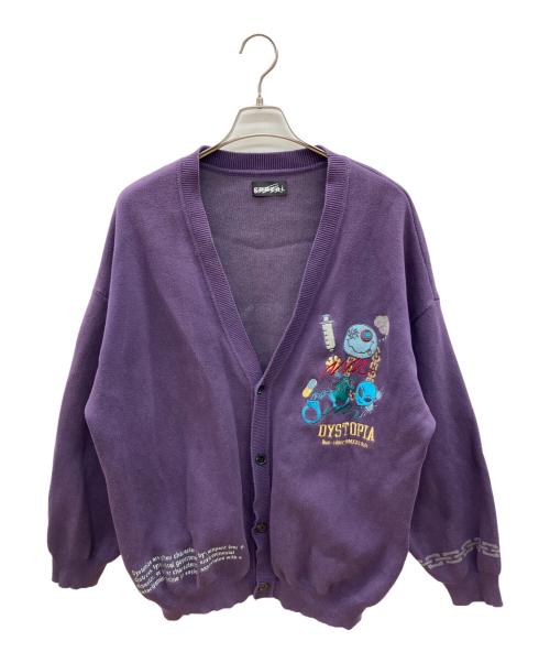 genzai（ゲンザイ）genzai (ゲンザイ) 厚手カーディガン パープル サイズ:Lの古着・服飾アイテム