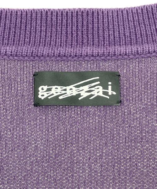 genzai（ゲンザイ）genzai (ゲンザイ) 厚手カーディガン パープル サイズ:Lの古着・服飾アイテム
