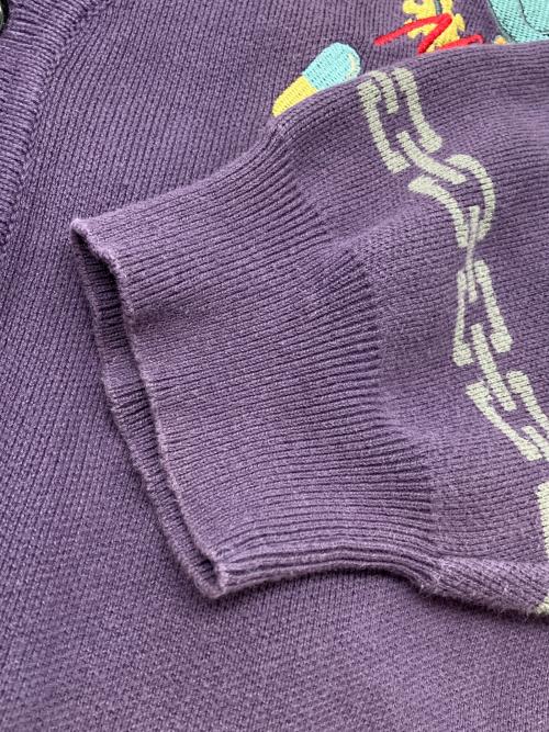 genzai（ゲンザイ）genzai (ゲンザイ) 厚手カーディガン パープル サイズ:Lの古着・服飾アイテム