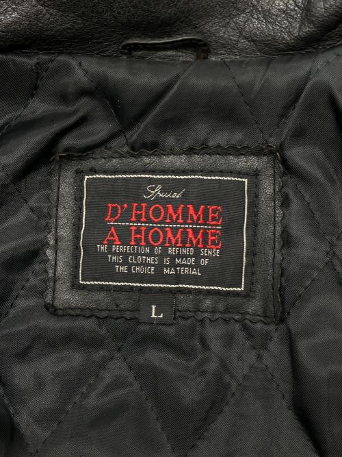 D'HOMME A HOMME（ドムアオム）D'HOMME A HOMME (ドムアオム) 90sカウレザージャケット　古着 ブラック サイズ:Lの古着・服飾アイテム