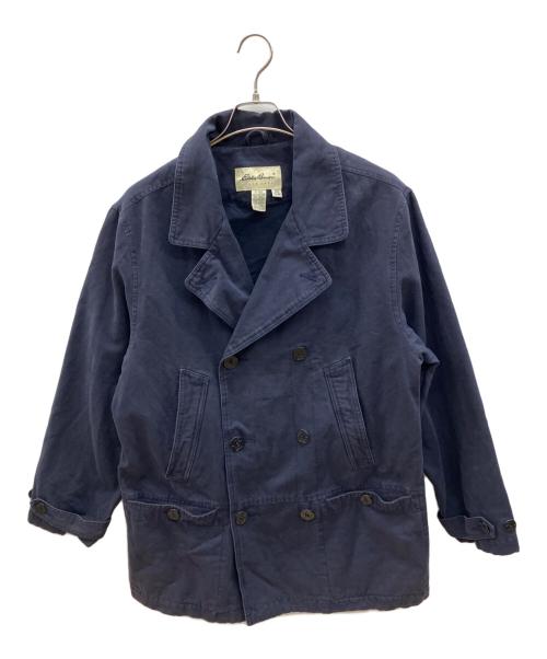 Eddie Bauer（エディーバウアー）Eddie Bauer (エディーバウアー) 80sコットンダブルジャケット　白タグ　古着 ネイビー サイズ:XSの古着・服飾アイテム