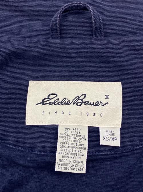 Eddie Bauer（エディーバウアー）Eddie Bauer (エディーバウアー) 80sコットンダブルジャケット　白タグ　古着 ネイビー サイズ:XSの古着・服飾アイテム