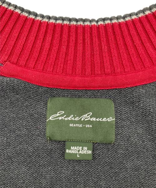 Eddie Bauer（エディーバウアー）Eddie Bauer (エディーバウアー) 00sドライバーズニット 緑タグ 古着 レッド×グレー サイズ:Lの古着・服飾アイテム