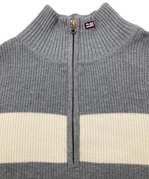 POLO JEANS COMPANY（ポロジーンズカンパニー）POLO JEANS COMPANY (ポロジーンズカンパニー) ハーフジップニット RALPH LAUREN 古着 ライトグレー×ホワイト サイズ:Lの古着・服飾アイテム