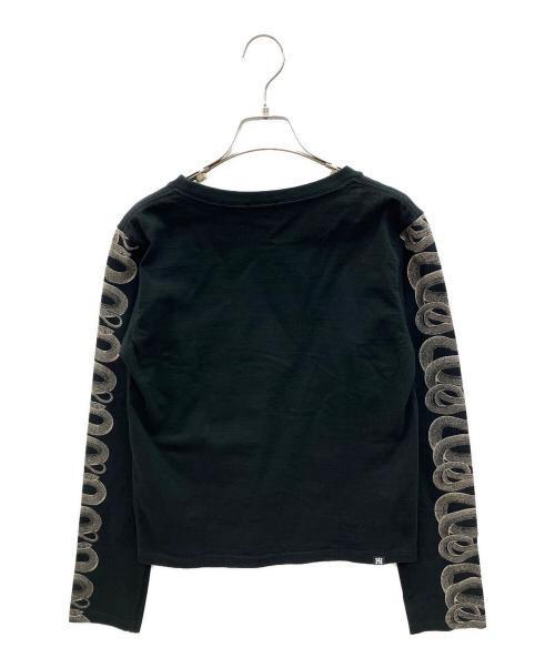 Hysteric Glamour（ヒステリックグラマー）Hysteric Glamour (ヒステリックグラマー) 長袖カットソー ブラック×ホワイト サイズ:FREEの古着・服飾アイテム