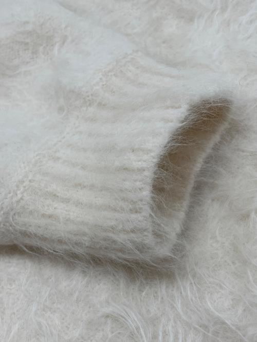 anuans（アニュアンス）anuans (アニュアンス) 厚手カーディガン　スーリーアルパカニットカーディガン ホワイト サイズ:Fの古着・服飾アイテム