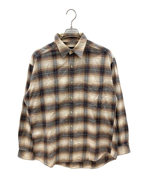 Eddie Bauer（エディーバウアー）Eddie Bauer (エディーバウアー) 90’s長袖シャツ ベージュ×グレー サイズ:Ｍの古着・服飾アイテム