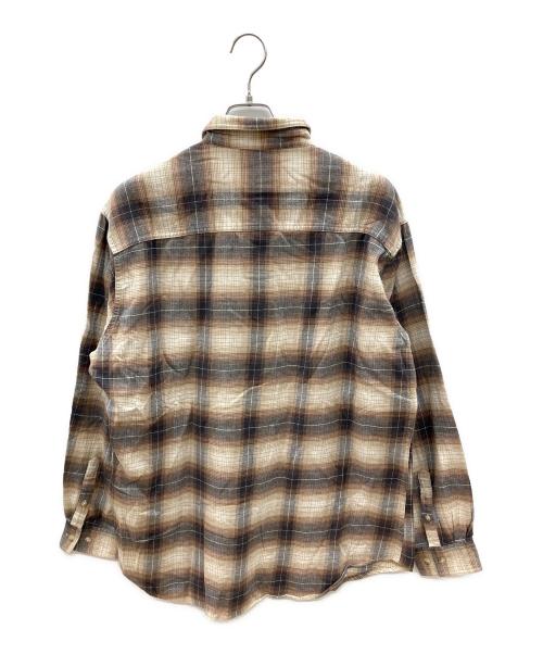 Eddie Bauer（エディーバウアー）Eddie Bauer (エディーバウアー) 90’s長袖シャツ ベージュ×グレー サイズ:Ｍの古着・服飾アイテム