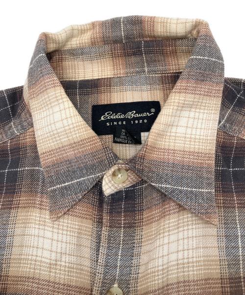 Eddie Bauer（エディーバウアー）Eddie Bauer (エディーバウアー) 90’s長袖シャツ ベージュ×グレー サイズ:Ｍの古着・服飾アイテム