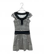 BURBERRY BLUE LABELバーバリー ブルー レーベル）の古着「ノースリーブボーダーワンピース」｜グレー×ホワイト