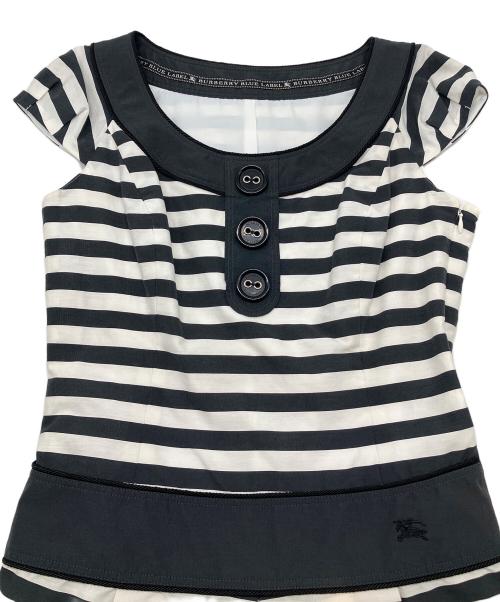 BURBERRY BLUE LABEL（バーバリー ブルー レーベル）BURBERRY BLUE LABEL (バーバリー ブルー レーベル) ノースリーブボーダーワンピース グレー×ホワイト サイズ:38の古着・服飾アイテム