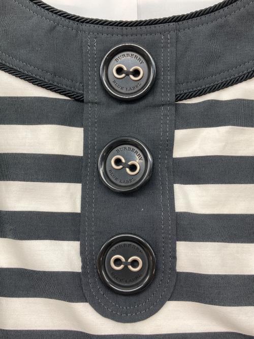 BURBERRY BLUE LABEL（バーバリー ブルー レーベル）BURBERRY BLUE LABEL (バーバリー ブルー レーベル) ノースリーブボーダーワンピース グレー×ホワイト サイズ:38の古着・服飾アイテム