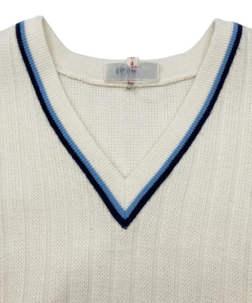 CHEMISE LACOSTE（シュミーズ ラコステ）CHEMISE LACOSTE (シュミーズ ラコステ) 70sニットベスト　古着 ホワイト サイズ:4の古着・服飾アイテム