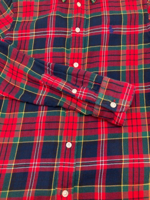 POLO RALPH LAUREN（ポロ・ラルフローレン）POLO RALPH LAUREN (ポロ・ラルフローレン) 長袖シャツ レッド×ネイビー サイズ:XSの古着・服飾アイテム